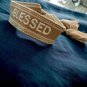 TAN Bracelet with With 'BLESSED' Embroidery